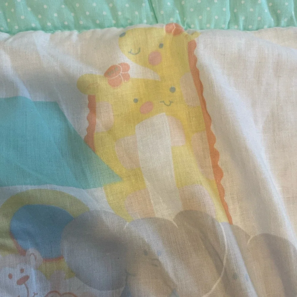 VTG Baby Dreams Bibb USA Crib Quilt Blanket Noah's Ark Animals Pastel Nursery
